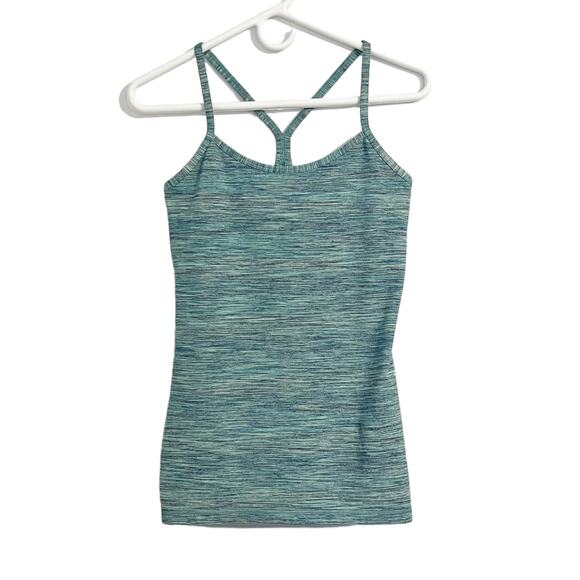 Lululemon Power Y Tank Top Space Dye Camo Alberta Lake Fresh Teal Size 8 - Picture 2 of 6